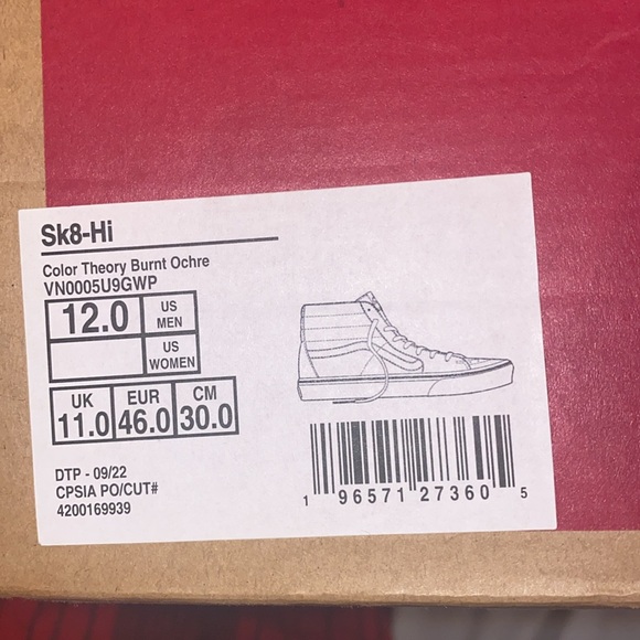 Brand new Vans Color Theory Burnt Ochre size 12 men’s - Picture 3 of 8